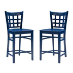 Sgabello da bancone rustico multicolore con schienale a griglia, set da 2