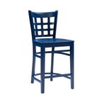 Sgabello da bancone rustico multicolore con schienale a griglia, set da 2