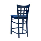 Sgabello da bancone rustico multicolore con schienale a griglia, set da 2