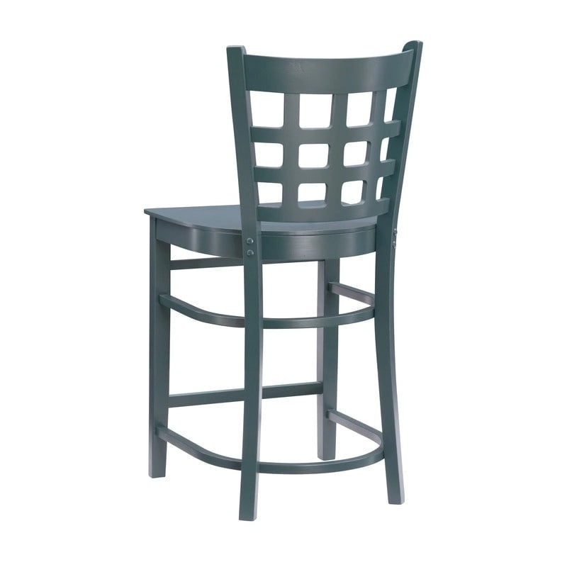 Sgabello da bancone rustico multicolore con schienale a griglia, set da 2