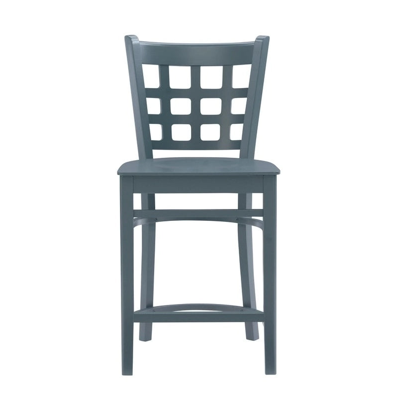 Sgabello da bancone rustico multicolore con schienale a griglia, set da 2