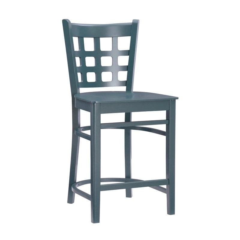 Sgabello da bancone rustico multicolore con schienale a griglia, set da 2