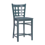 Sgabello da bancone rustico multicolore con schienale a griglia, set da 2