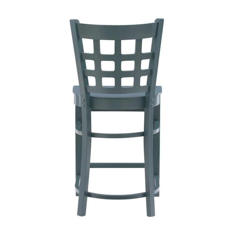 Sgabello da bancone rustico multicolore con schienale a griglia, set da 2