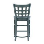 Sgabello da bancone rustico multicolore con schienale a griglia, set da 2
