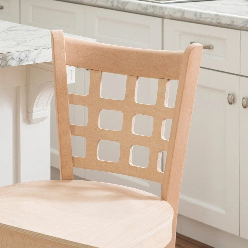Sgabello da bancone rustico multicolore con schienale a griglia, set da 2