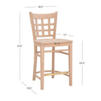 Sgabello da bancone rustico multicolore con schienale a griglia, set da 2