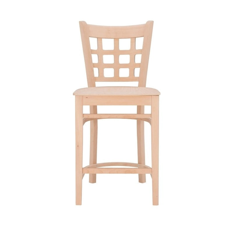 Sgabello da bancone rustico multicolore con schienale a griglia, set da 2