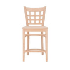 Sgabello da bancone rustico multicolore con schienale a griglia, set da 2