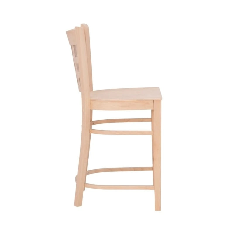 Sgabello da bancone rustico multicolore con schienale a griglia, set da 2