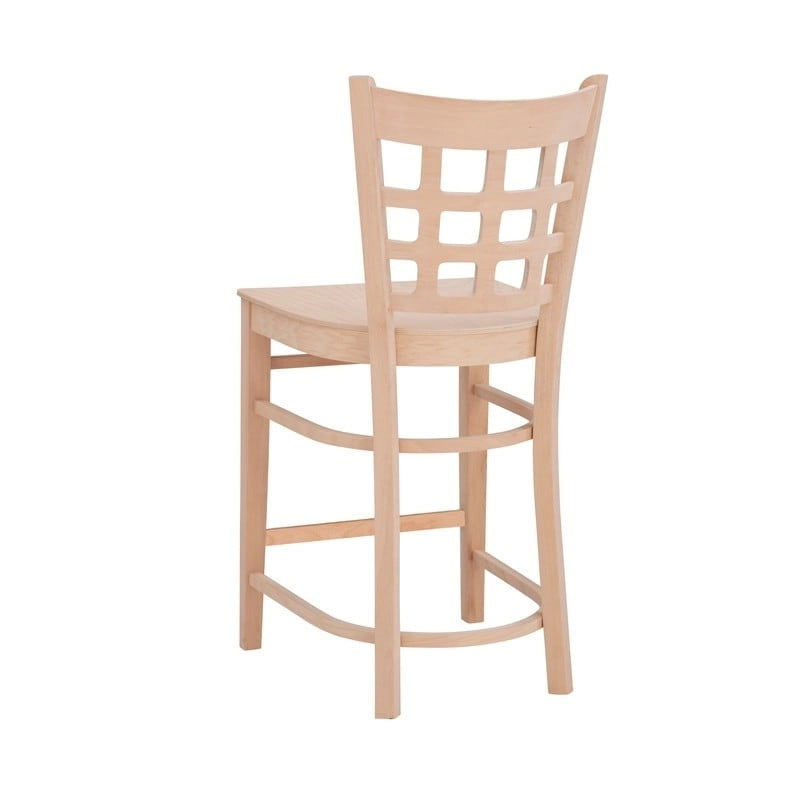 Sgabello da bancone rustico multicolore con schienale a griglia, set da 2