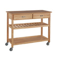 Carrello da cucina in legno marrone con ripostiglio, montaggio per 1 persona – 114 x 53 x 91 cm