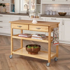 Carrello da cucina in legno marrone con ripostiglio, montaggio per 1 persona – 114 x 53 x 91 cm