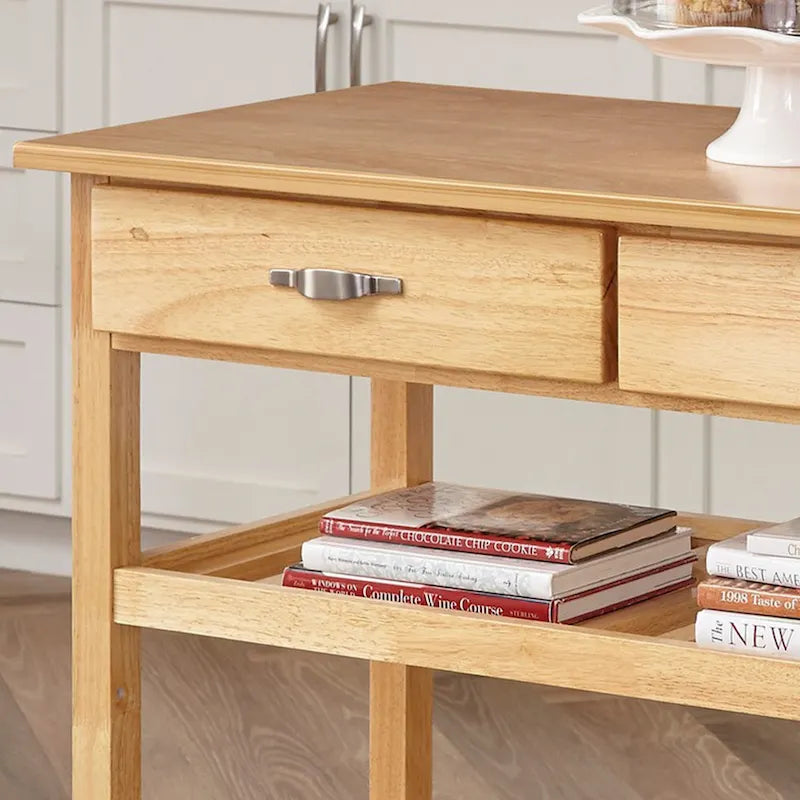 Carrello da cucina in legno marrone con ripostiglio, montaggio per 1 persona – 114 x 53 x 91 cm