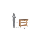Carrello da cucina in legno marrone con ripostiglio, montaggio per 1 persona – 114 x 53 x 91 cm