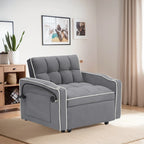 Poltrona Letto Pieghevole in Velluto Grigio / Rosa / Nero, Singola, con Schienale Regolabile