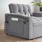 Poltrona Letto Pieghevole in Velluto Grigio / Rosa / Nero, Singola, con Schienale Regolabile