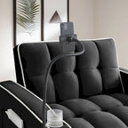 Poltrona Letto Pieghevole in Velluto Grigio / Rosa / Nero, Singola, con Schienale Regolabile