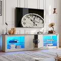Mobile TV da 70" con LED RGB, per TV fino a 75", in Bianco Lavato / Nero Dorato / Grigio Lavato / Marrone Rustico / Noce / Pino, 1-Vano