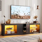Mobile TV da 70" con LED RGB, per TV fino a 75", in Bianco Lavato / Nero Dorato / Grigio Lavato / Marrone Rustico / Noce / Pino, 1-Vano