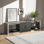 Mobile TV da 70" con LED RGB, per TV fino a 75", in Bianco Lavato / Nero Dorato / Grigio Lavato / Marrone Rustico / Noce / Pino, 1-Vano
