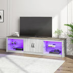Mobile TV da 70" con LED RGB, per TV fino a 75", in Bianco Lavato / Nero Dorato / Grigio Lavato / Marrone Rustico / Noce / Pino, 1-Vano