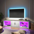 Mobile TV da 70" con LED RGB, per TV fino a 75", in Bianco Lavato / Nero Dorato / Grigio Lavato / Marrone Rustico / Noce / Pino, 1-Vano