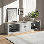Mobile TV da 70" con LED RGB, per TV fino a 75", in Bianco Lavato / Nero Dorato / Grigio Lavato / Marrone Rustico / Noce / Pino, 1-Vano