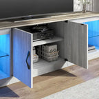Mobile TV da 70" con LED RGB, per TV fino a 75", in Bianco Lavato / Nero Dorato / Grigio Lavato / Marrone Rustico / Noce / Pino, 1-Vano