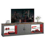 Mobile TV da 70" con LED RGB, per TV fino a 75", in Bianco Lavato / Nero Dorato / Grigio Lavato / Marrone Rustico / Noce / Pino, 1-Vano