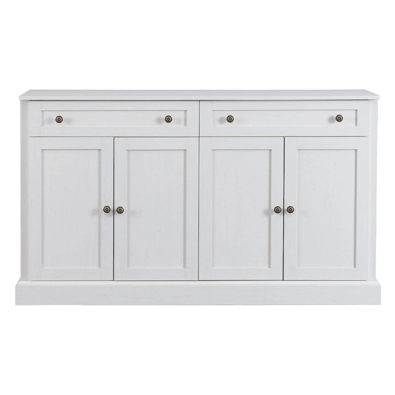 Credenza/Buffet Bianco Antico/Bianco da 60" con 2 Cassetti e 4 Ante