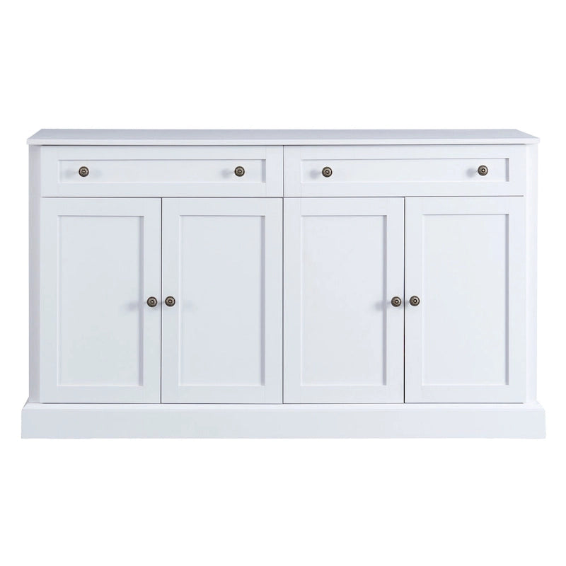 Credenza/Buffet Bianco Antico/Bianco da 60" con 2 Cassetti e 4 Ante