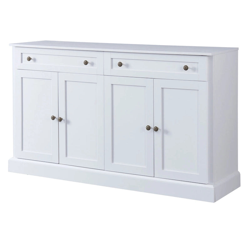 Credenza/Buffet Bianco Antico/Bianco da 60" con 2 Cassetti e 4 Ante