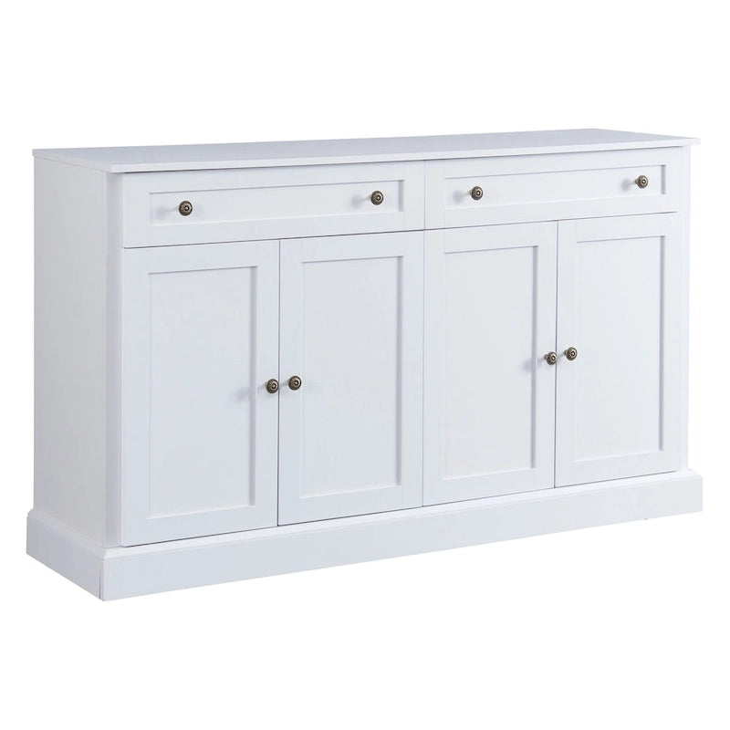 Credenza/Buffet Bianco Antico/Bianco da 60" con 2 Cassetti e 4 Ante