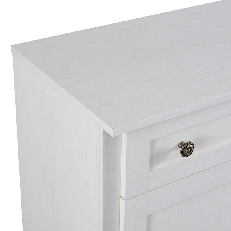 Credenza/Buffet Bianco Antico/Bianco da 60" con 2 Cassetti e 4 Ante