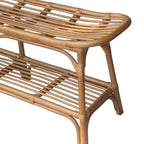 Panca in rattan nera/marrone/bianca con ripiano aperto, 1 posto