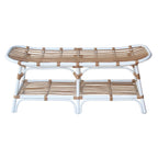 Panca in rattan nera/marrone/bianca con ripiano aperto, 1 posto