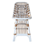 Panca in rattan nera/marrone/bianca con ripiano aperto, 1 posto