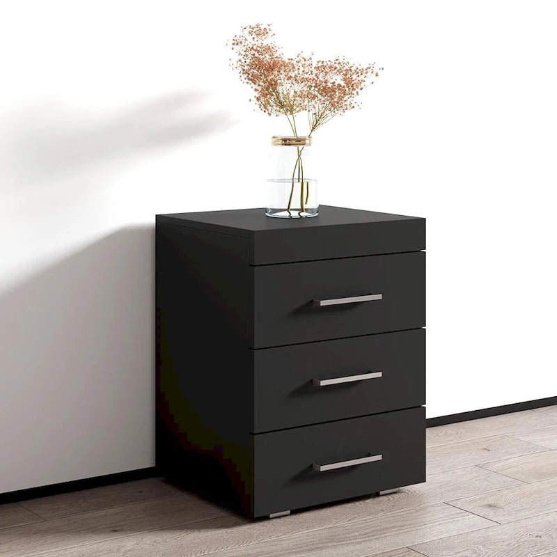 Comodino moderno nero/bianco/noce – Singolo, Finitura opaca