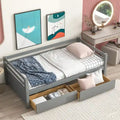Grigio/Bianco, Stile Divano Letto, Letto Singolo in Legno Massello con 2 Cassetti Contenitore, 1 Persona