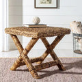 Panchina a X in Rattan Intrecciato, Naturale e Nero, 1 Posto, 2 Colori