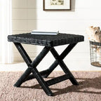 Panchina a X in Rattan Intrecciato, Naturale e Nero, 1 Posto, 2 Colori