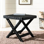 Panchina a X in Rattan Intrecciato, Naturale e Nero, 1 Posto, 2 Colori
