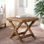 Panchina a X in Rattan Intrecciato, Naturale e Nero, 1 Posto, 2 Colori