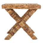 Panchina a X in Rattan Intrecciato, Naturale e Nero, 1 Posto, 2 Colori