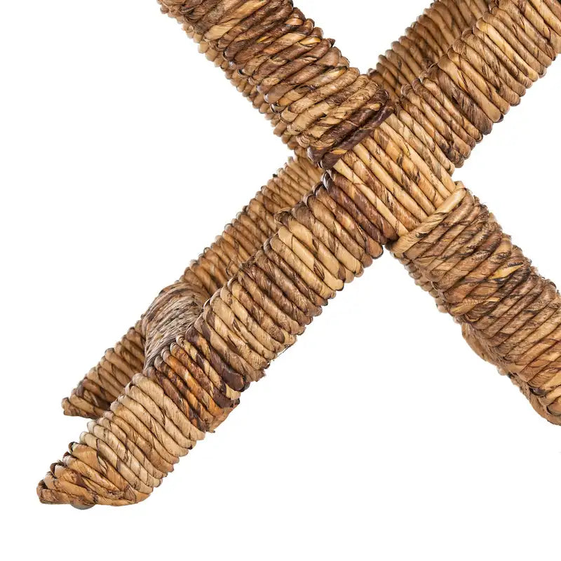Panchina a X in Rattan Intrecciato, Naturale e Nero, 1 Posto, 2 Colori