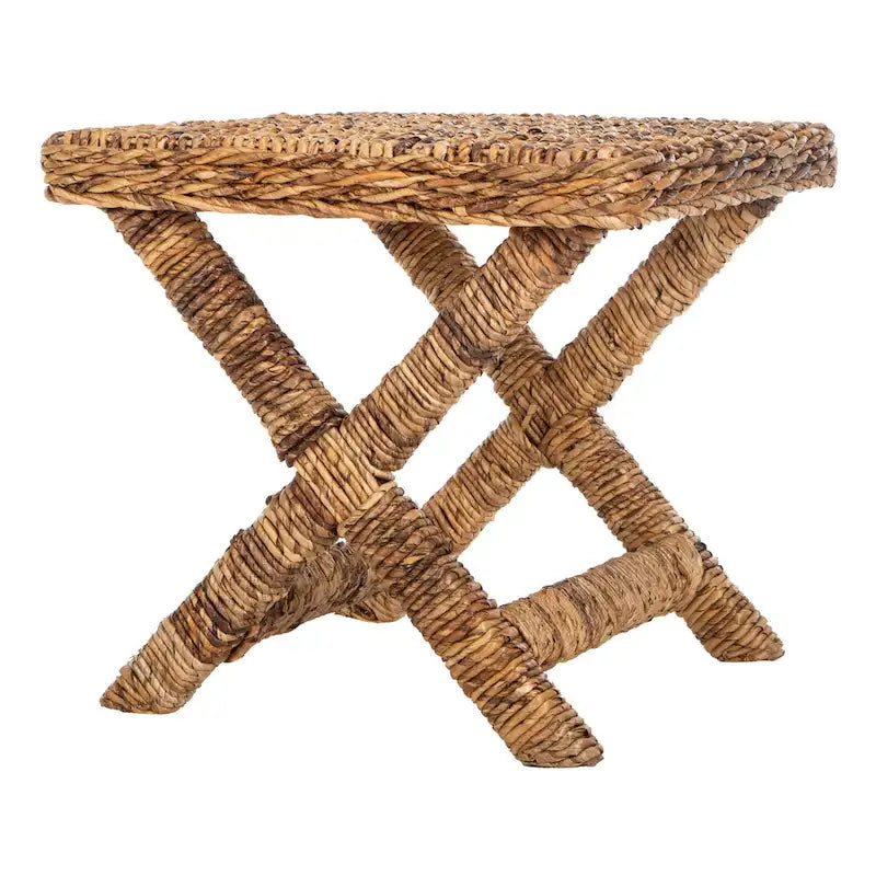 Panchina a X in Rattan Intrecciato, Naturale e Nero, 1 Posto, 2 Colori