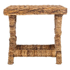 Panchina a X in Rattan Intrecciato, Naturale e Nero, 1 Posto, 2 Colori