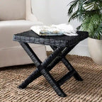 Panchina a X in Rattan Intrecciato, Naturale e Nero, 1 Posto, 2 Colori