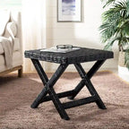 Panchina a X in Rattan Intrecciato, Naturale e Nero, 1 Posto, 2 Colori